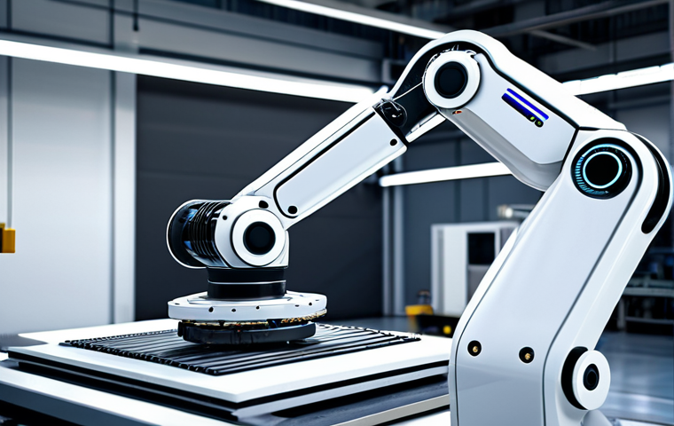 **
"A modern industrial robot arm in a bright, clean factory setting, performing a precise task. The robot is sleek and aesthetically pleasing, showcasing advanced materials like aluminum and carbon fiber. Focus on the ergonomic design and user-friendly interface. Safe for work, appropriate content, fully clothed, professional, perfect anatomy, natural proportions, high-quality rendering, showcasing innovation in German engineering."
**
