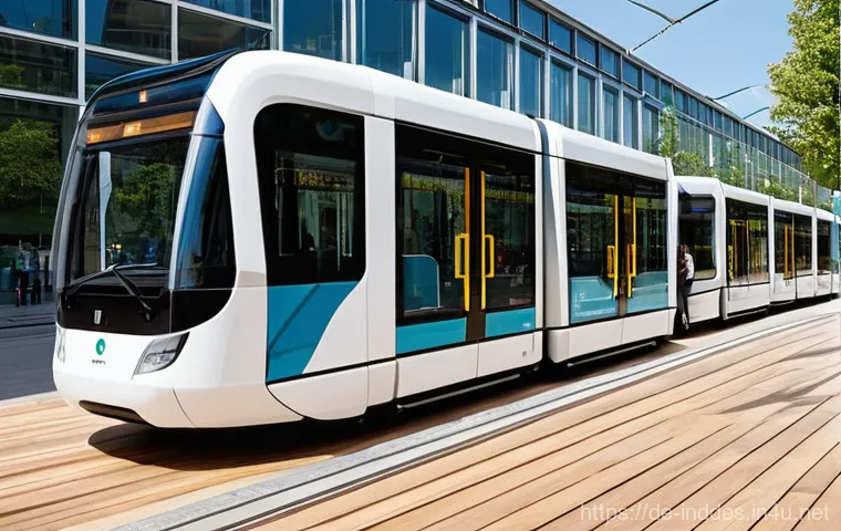 공업디자인과 대중교통 디자인 - **Sustainable and Biophilic Tram Interior:**
    A vibrant and eco-conscious tram interior, emphasiz...