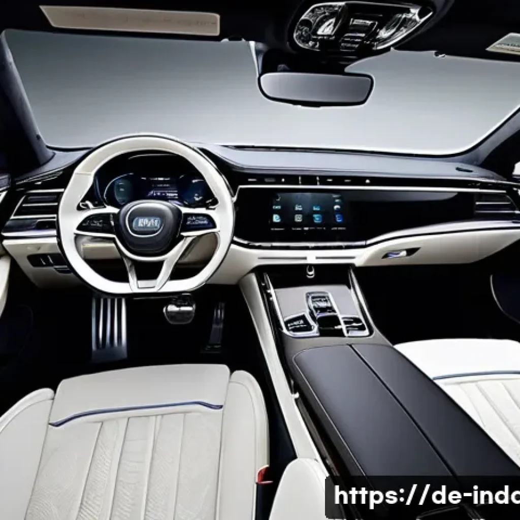 공업디자인과 브랜드 콜라보레이션 - **A sophisticated car interior, designed as a seamless collaboration between a luxury automotive bra...