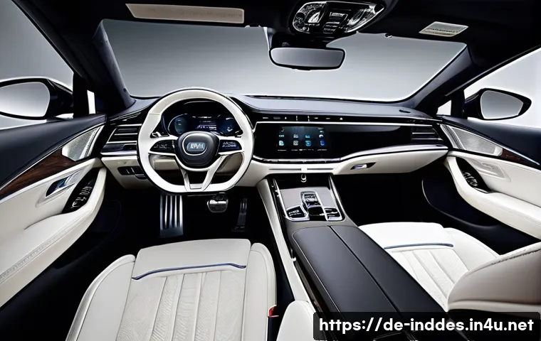 공업디자인과 브랜드 콜라보레이션 - **A sophisticated car interior, designed as a seamless collaboration between a luxury automotive bra...
