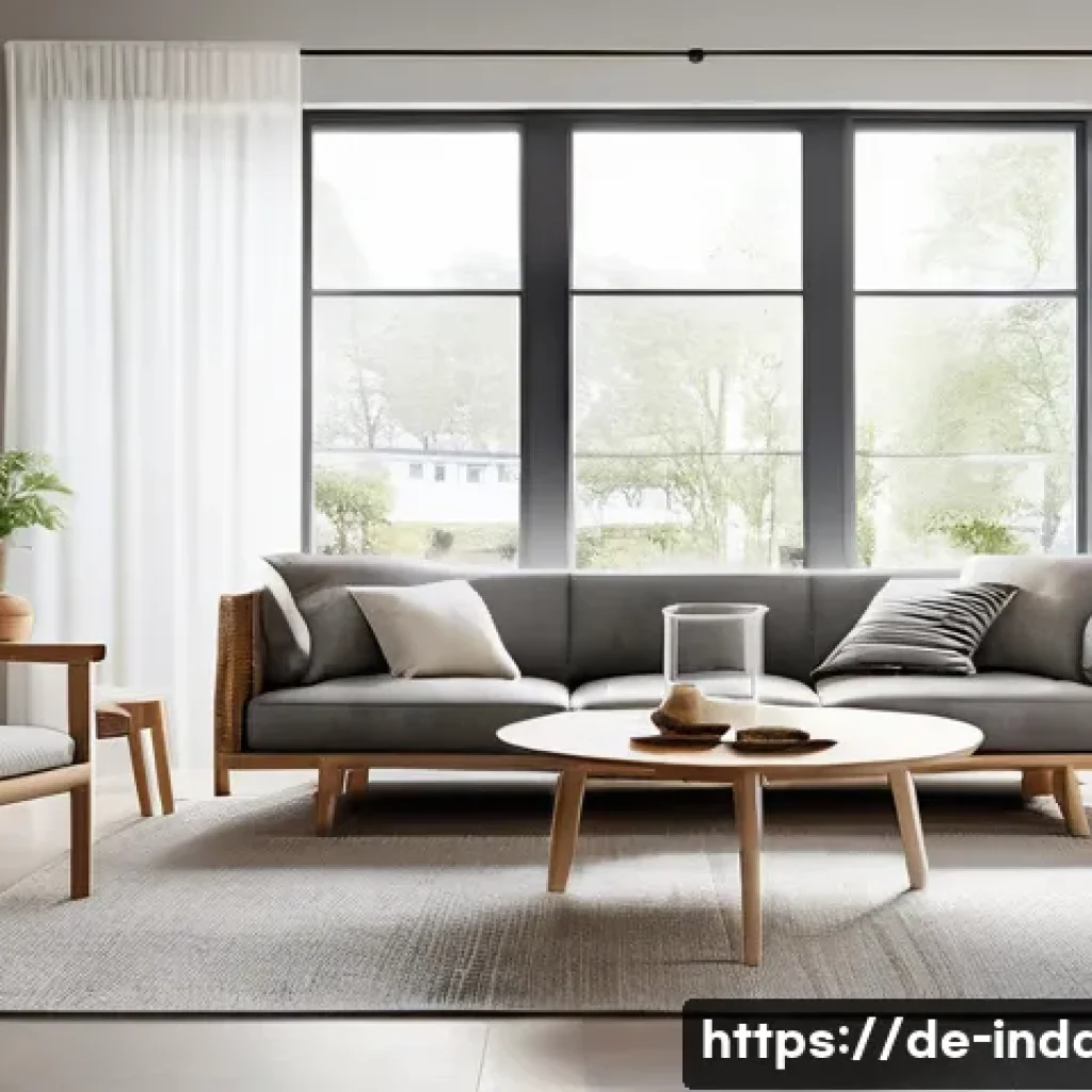공업디자인 해외 사례 - A modern Scandinavian-style living room showcasing minimalist industrial design furniture made from ...