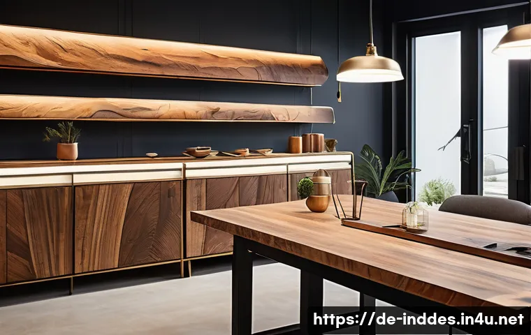 공업디자인과 디자인 윤리 - A modern, sustainable furniture workshop interior showcasing a designer carefully selecting certifie...