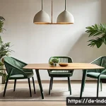 Home 22 공업디자인과 산업 재료 혁신 - A modern eco-friendly furniture showroom showcasing sustainable design materials: elegant chairs and...